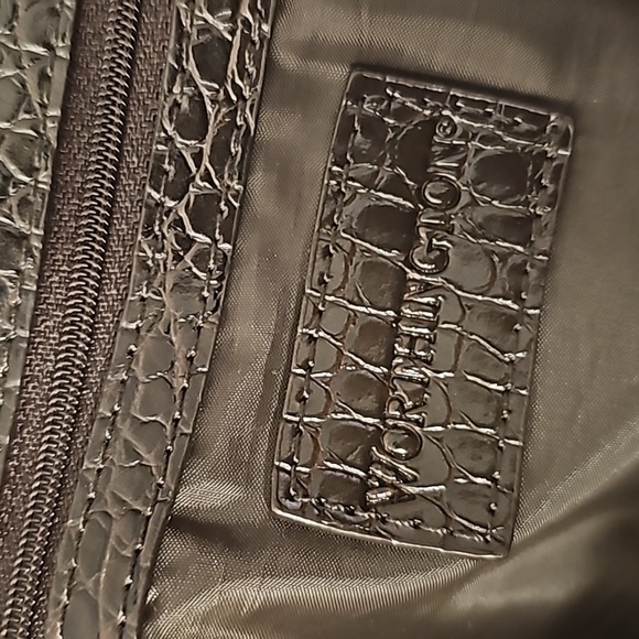 Worthington Dark Chocolate Crocodile (Faux Leather) Satchel, Double Handles, Lin - Picture 9 of 10